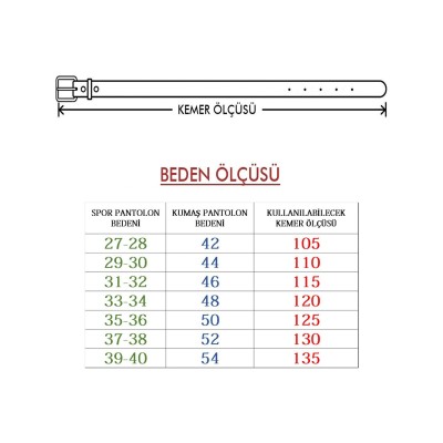 X-Ray Cihazından Ötmeyen Kemer Klasik Deri Kemer No:4 3,8 cm